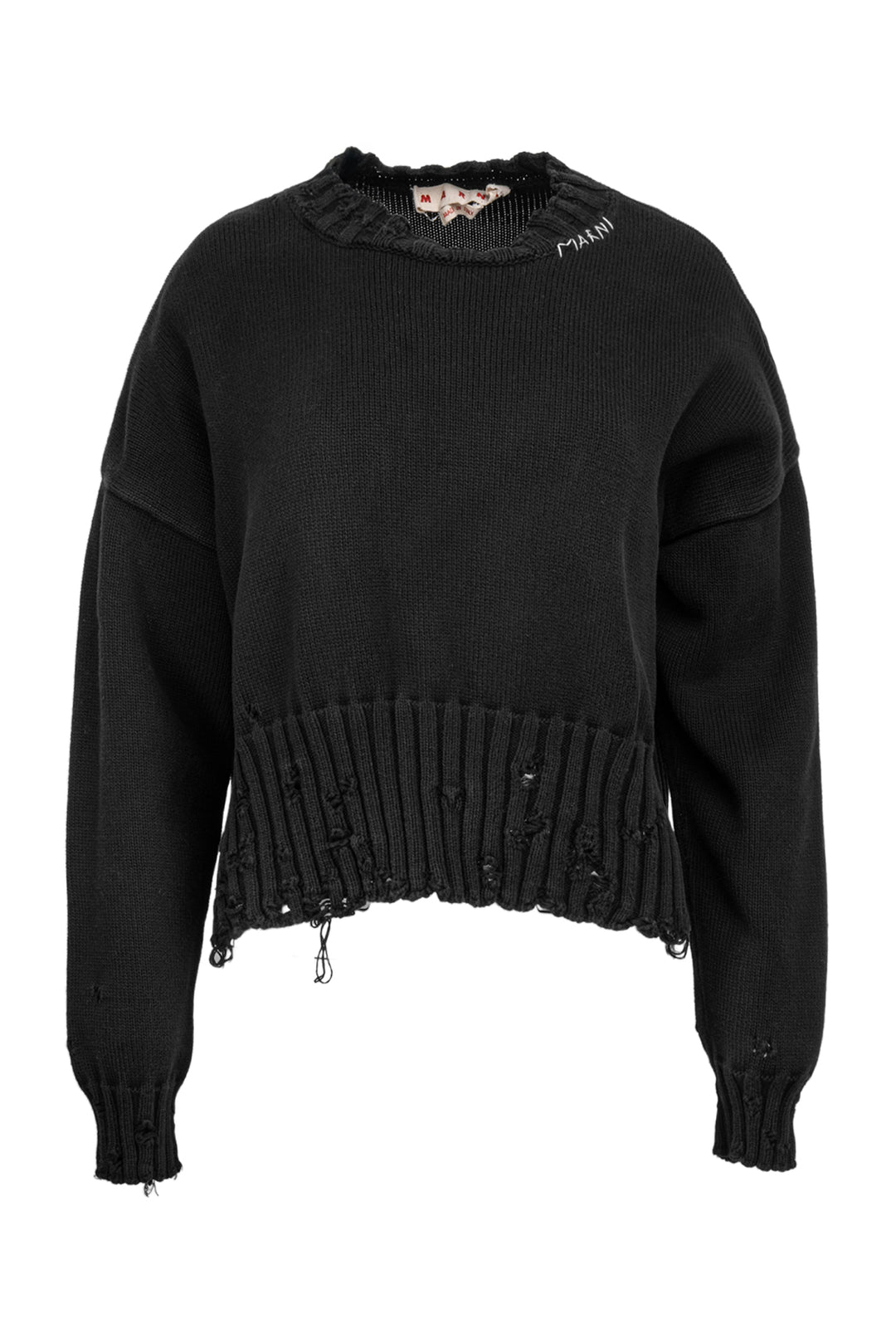 Marni Size 48 Cropped Distressed Sweater