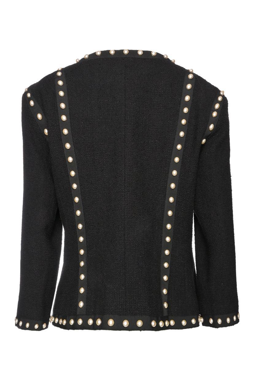 Chanel Size 40 Faux Pearl Tweed  Jacket