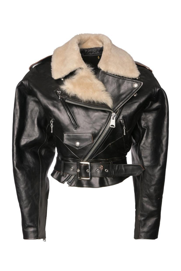 R13 Size S Shearling Leather Cropped Moto Jacket