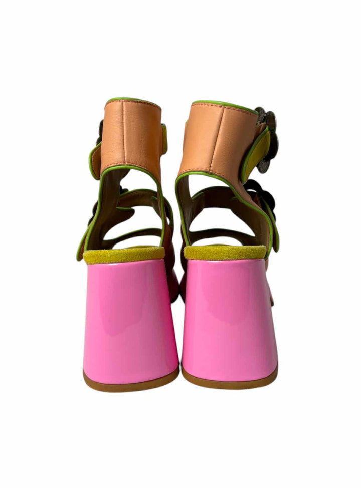 John Fluevog Size 8 Picnic Charleson Multi Floral Buckle Sandals