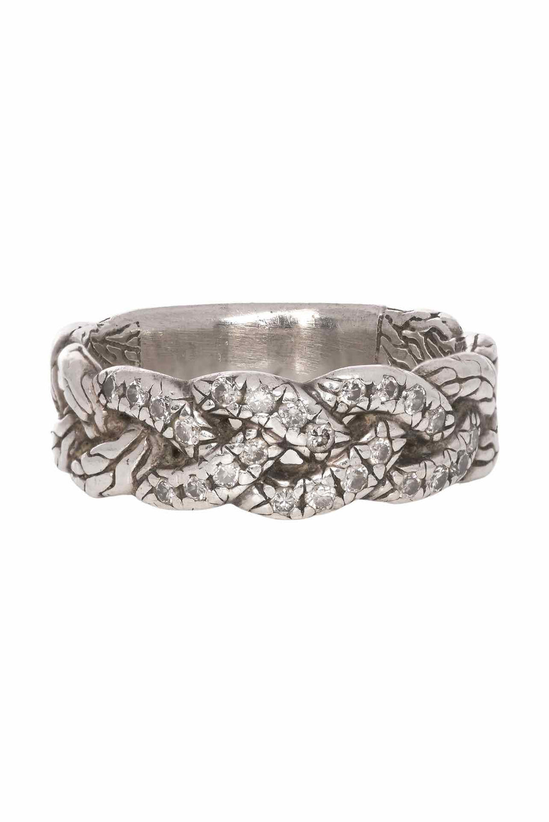 John Hardy Size 8 Braided Diamond Ring