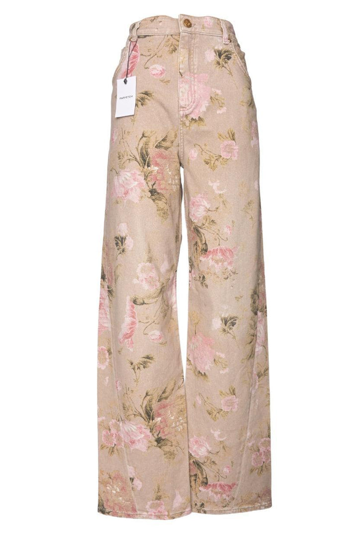 Blumarine Size 44 Floral Print Boyfriend Jeans