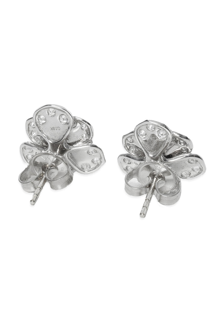 18K White Gold & Diamond Flower Earrings