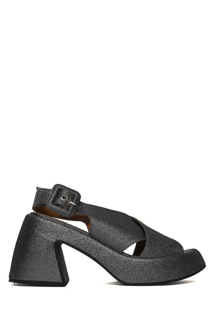 Ganni Size 39 Platform Glitter Slingback Sandals