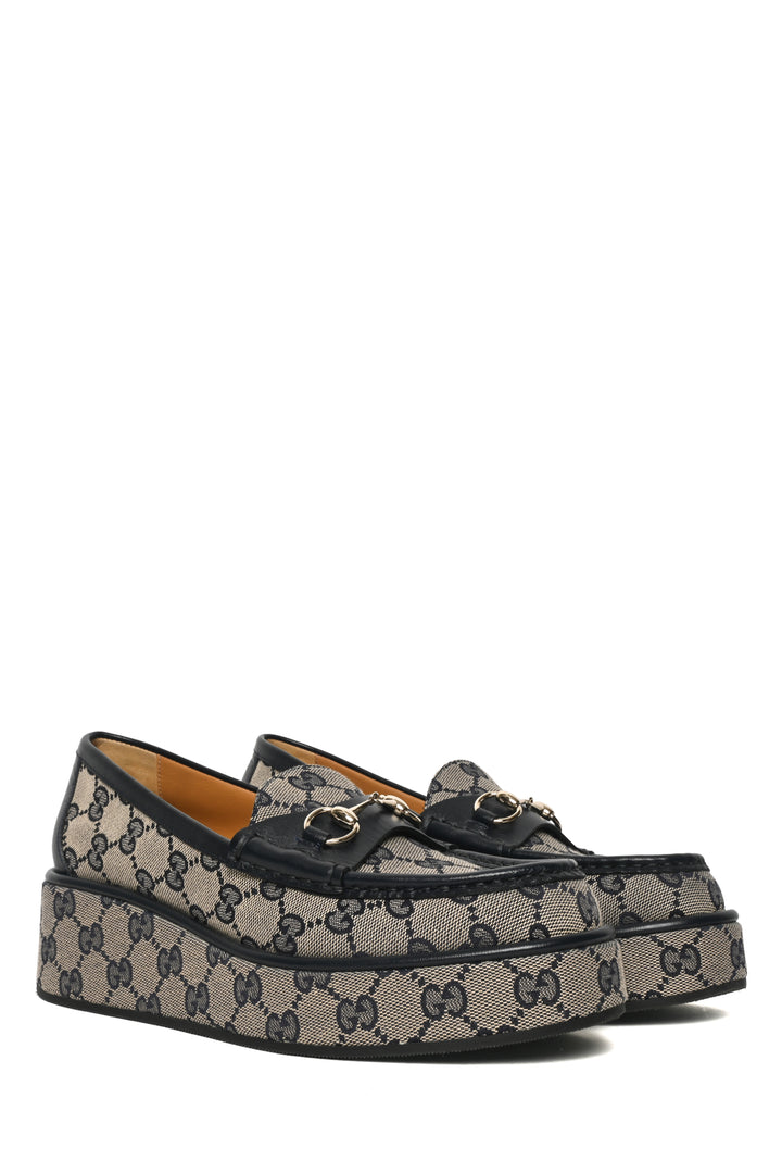 Gucci Size 37.5 Horsebit Wedge Loafers
