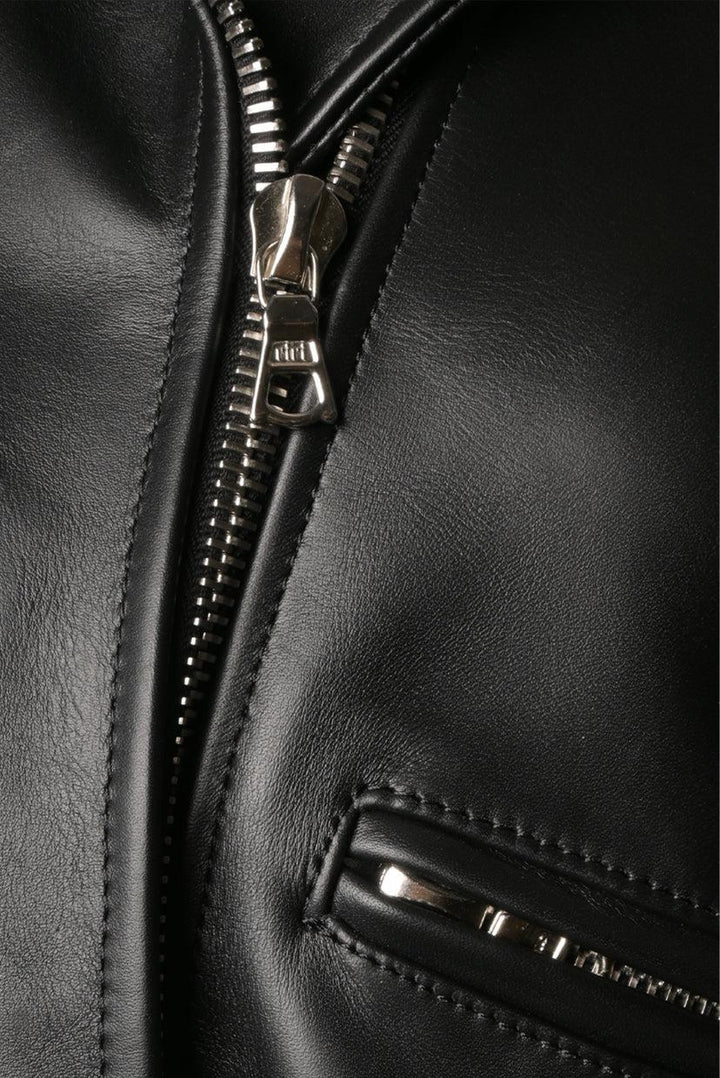 Simone Rocha Size 8 Puff-Sleeve Cropped Leather Biker Jacket