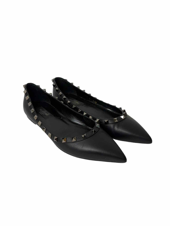 Valentino Size 37.5 Rockstud Leather Flats