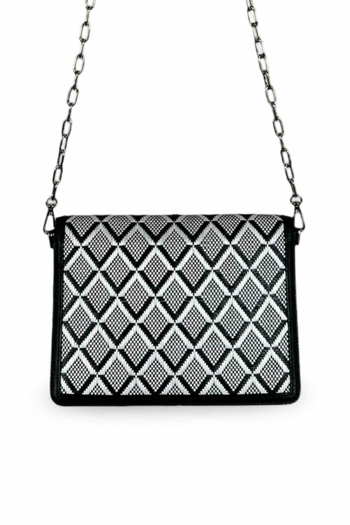 Strathberry Monochrome Weave Mini East/West Calfskin Leather Crossbody