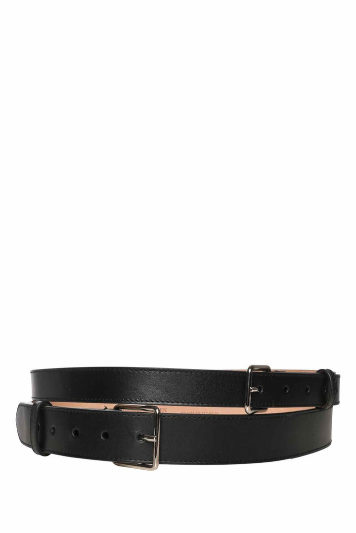 Alexander Mcqueen Size 32 Double Strap Leather Waist Belt