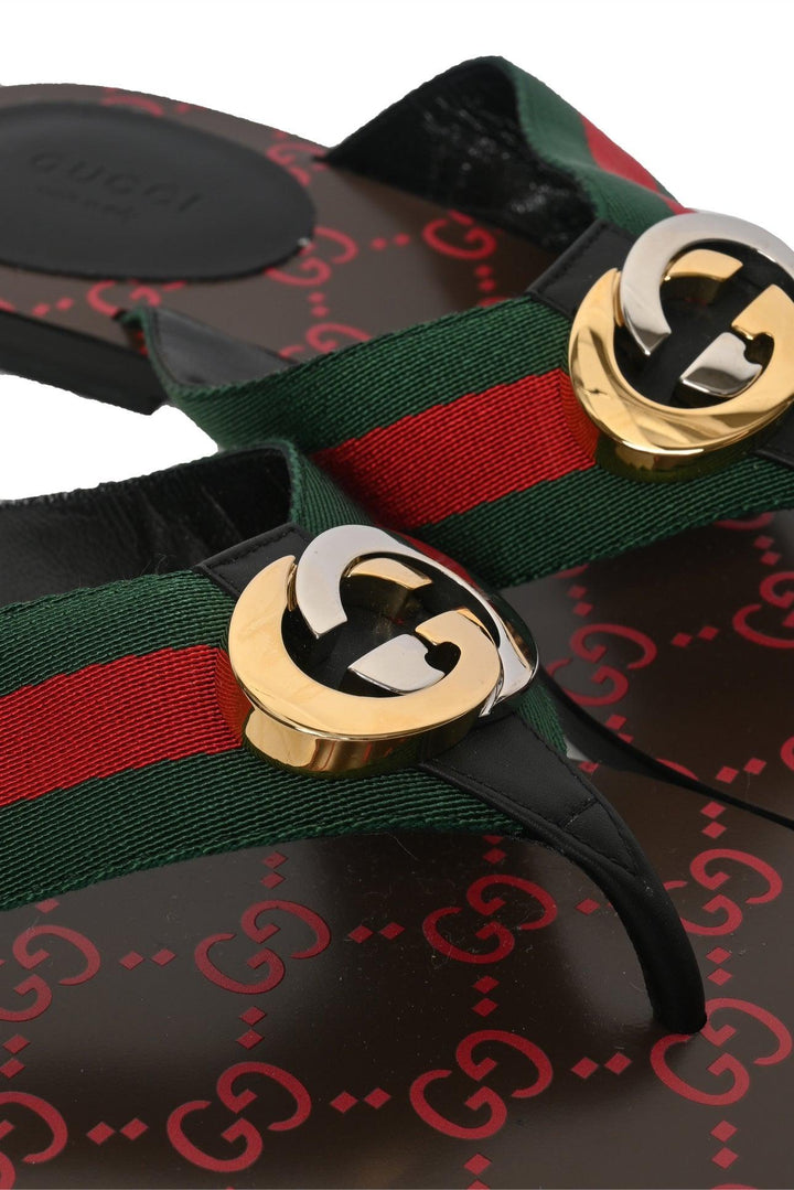 Gucci Size 39 Kika GG Web Thong Sandals