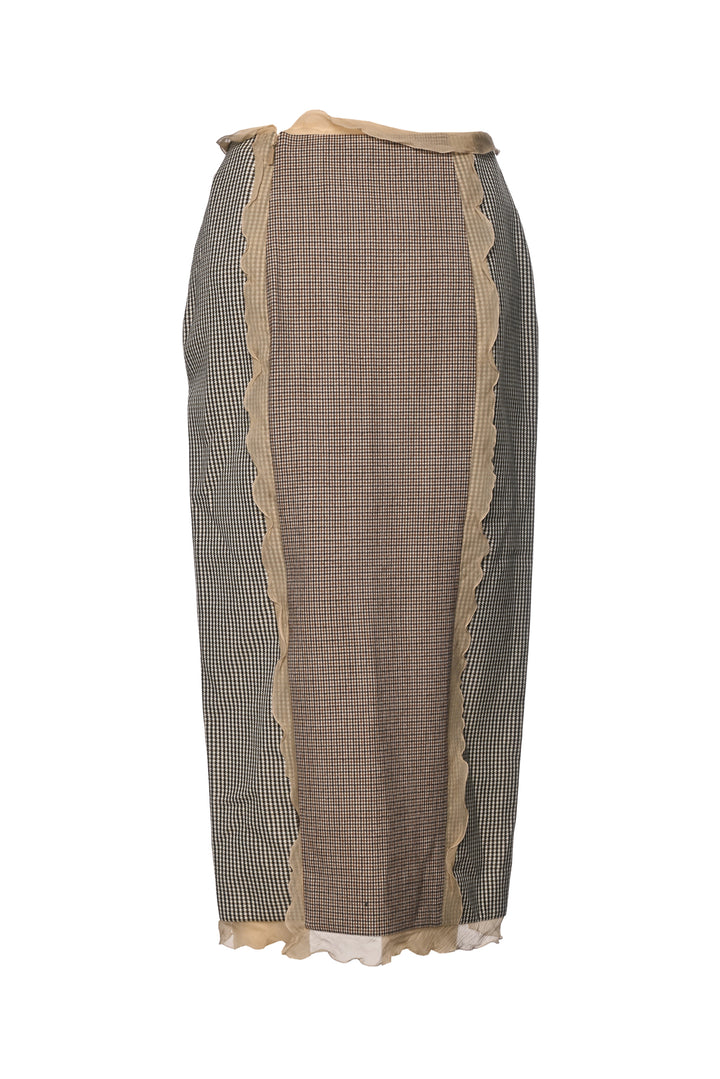 Fendi Size 2 Chiffon-Trimmed Houndstooth Skirt