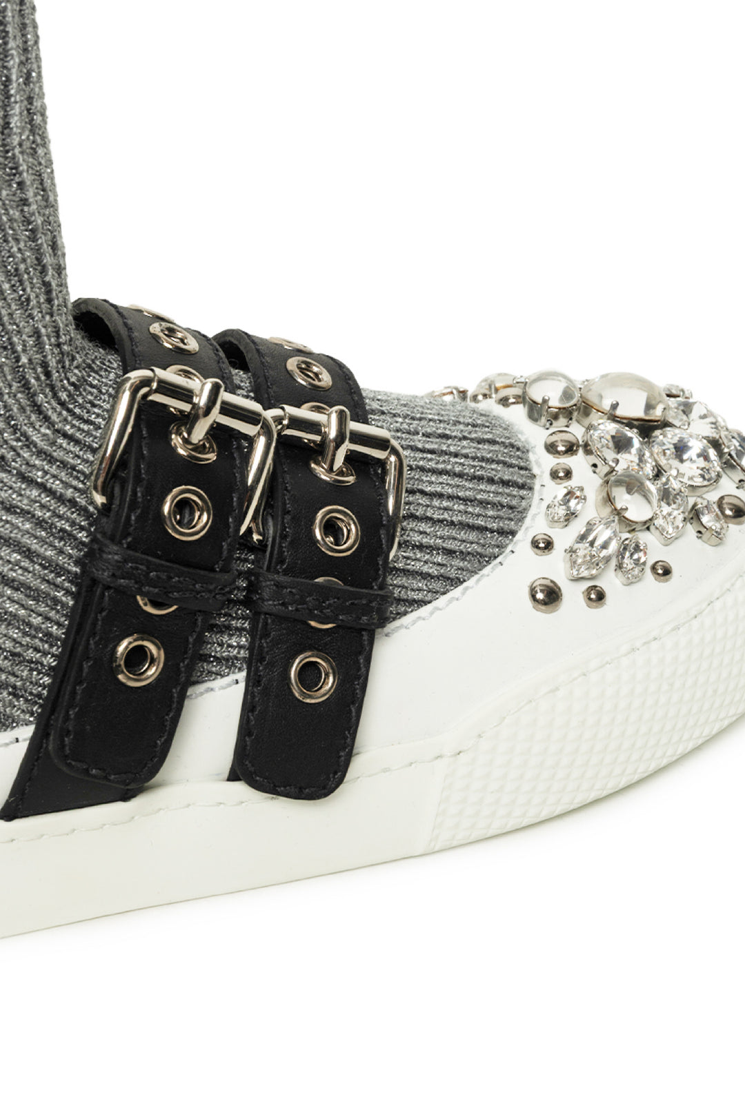 Miu Miu Size 35 Fabric & Crystal Sock Sneaker