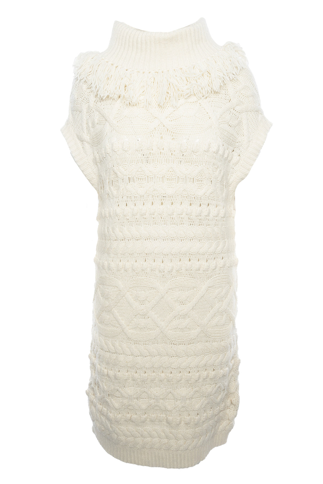 Rhie Size M Cable Knit Fringe Sweater Dress