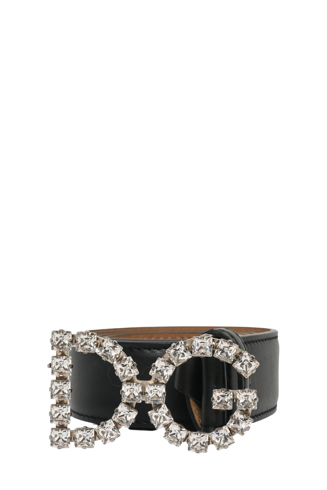 Dolce & Gabbana Size 30 DG Crystal Logo Buckle Calfskin Belt