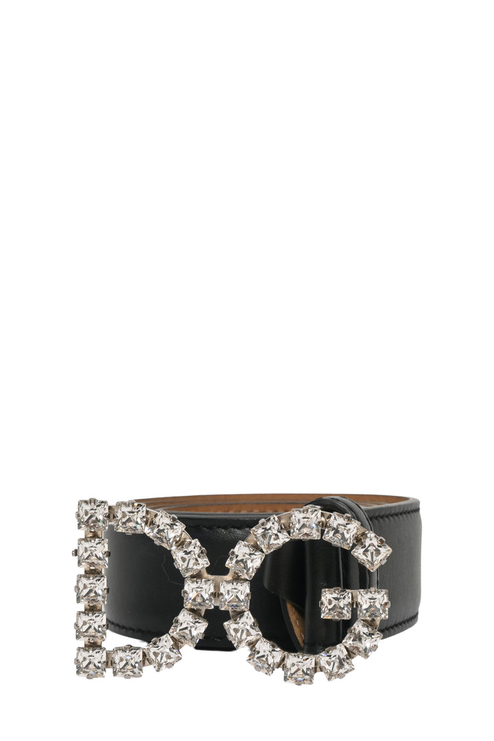 Dolce & Gabbana Size 30 DG Crystal Logo Buckle Calfskin Belt