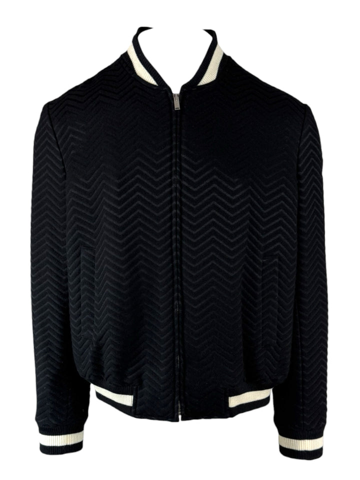 Saint Laurent Size XL Men's 2019 Zigzag Wool-Blend Bomber Jacket