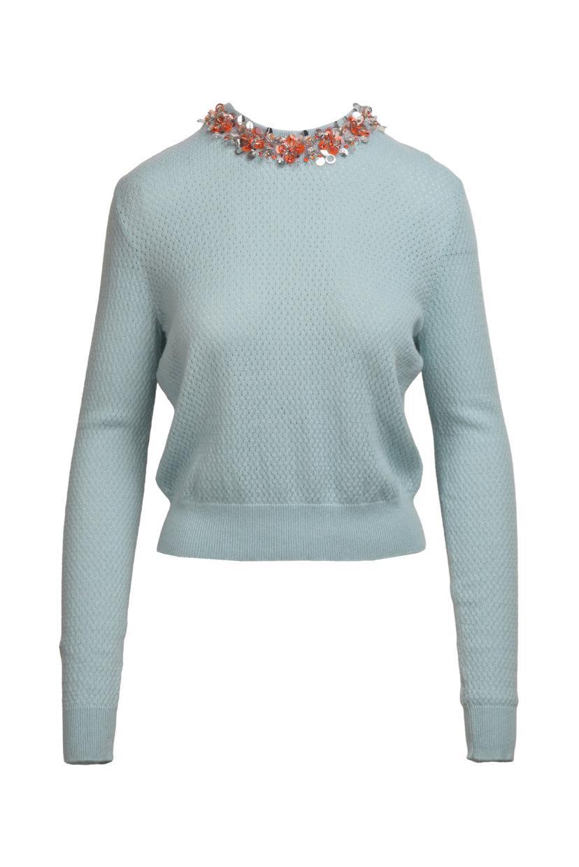 Miu Miu Size 42 2015 Embellished Knit Sweater