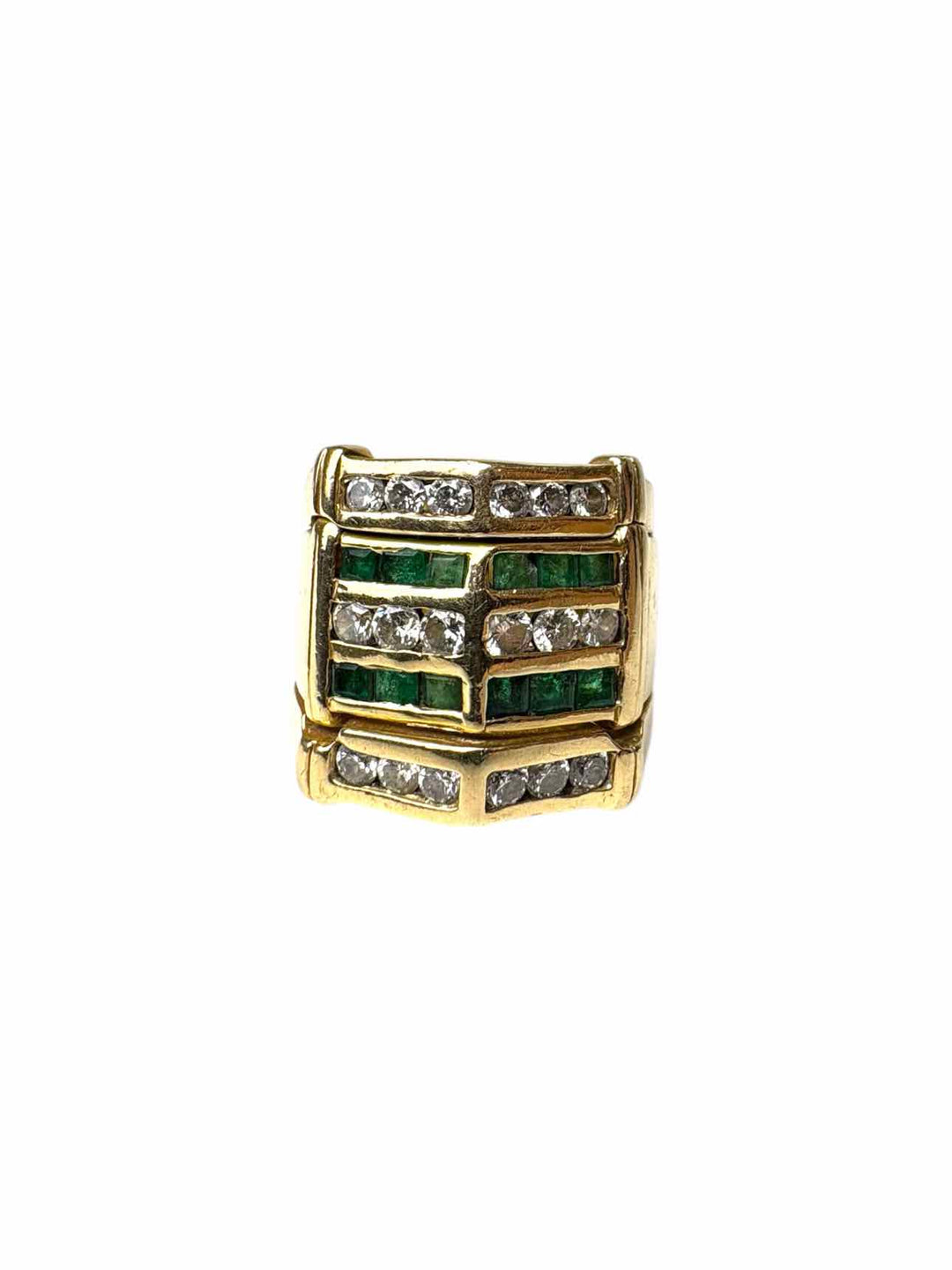 Size 6 14K Diamond and Emerald 14K  Ring