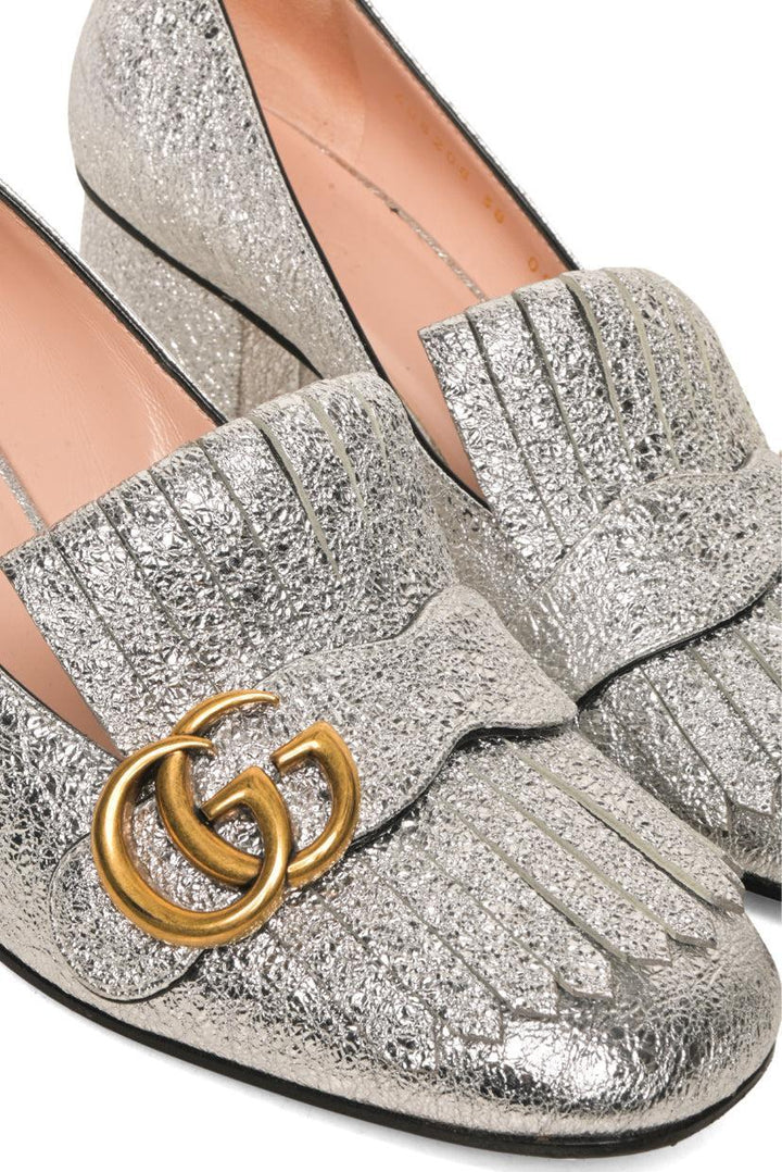 Gucci Size 38 Galassia GG Marmont Fringe Loafer Pumps