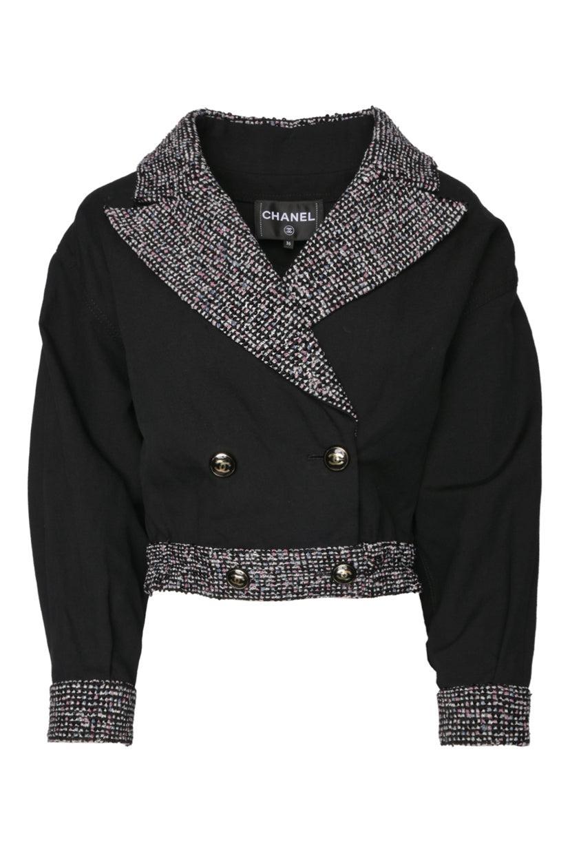 Chanel Size 36 Cotton & Tweed Double Breasted Cropped Jacket