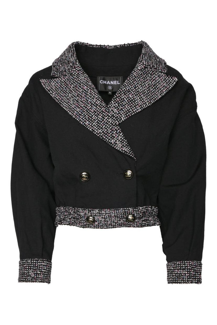 Chanel Size 36 Cotton & Tweed Double Breasted Cropped Jacket