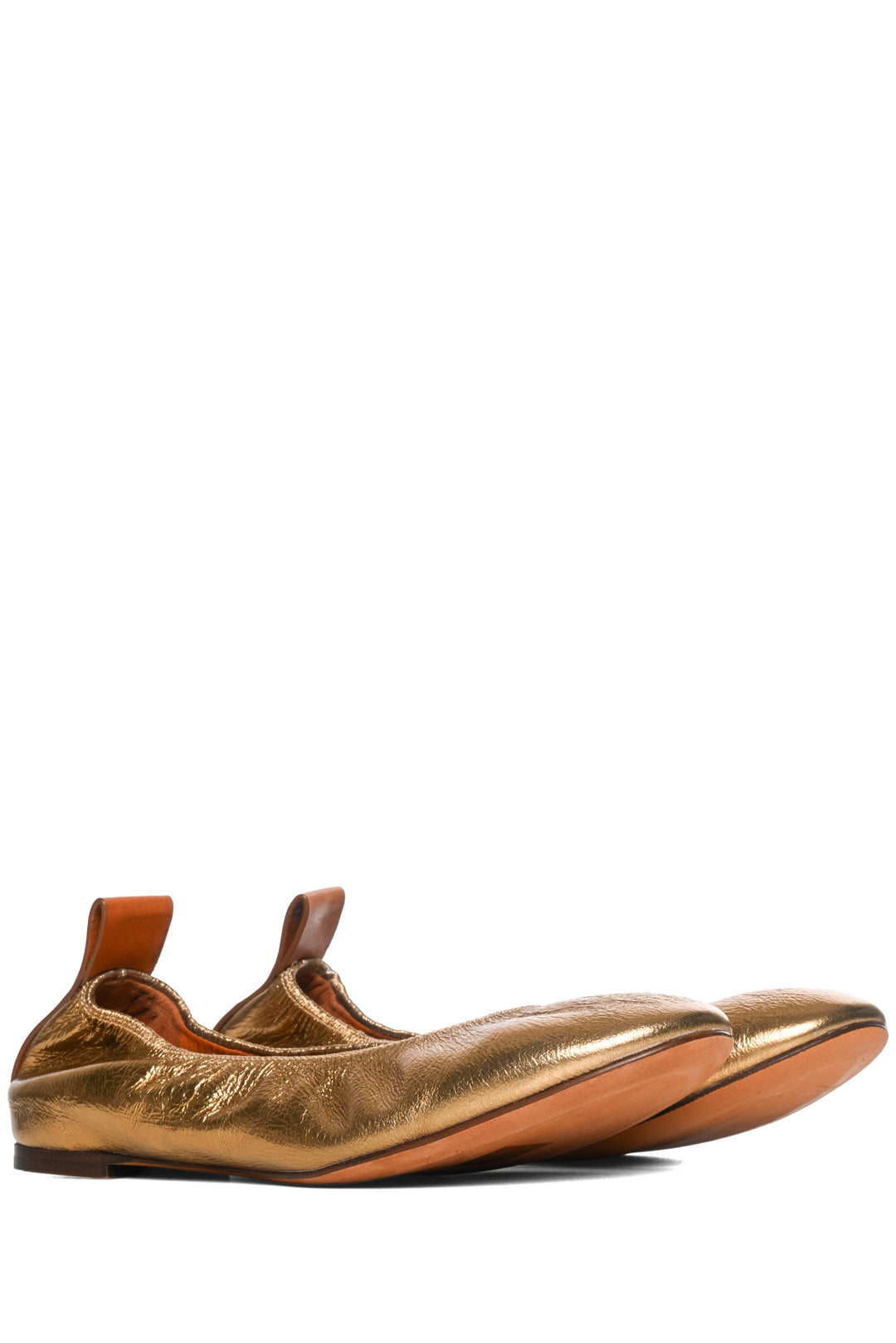 Lanvin Size 36 Metallic Ruched Ballerina Flats