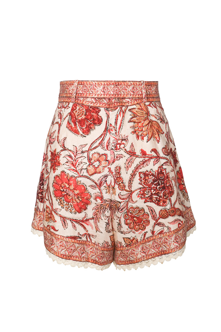 Zimmermann Size 2 Vitali Trimmed Tuck Belted Shorts