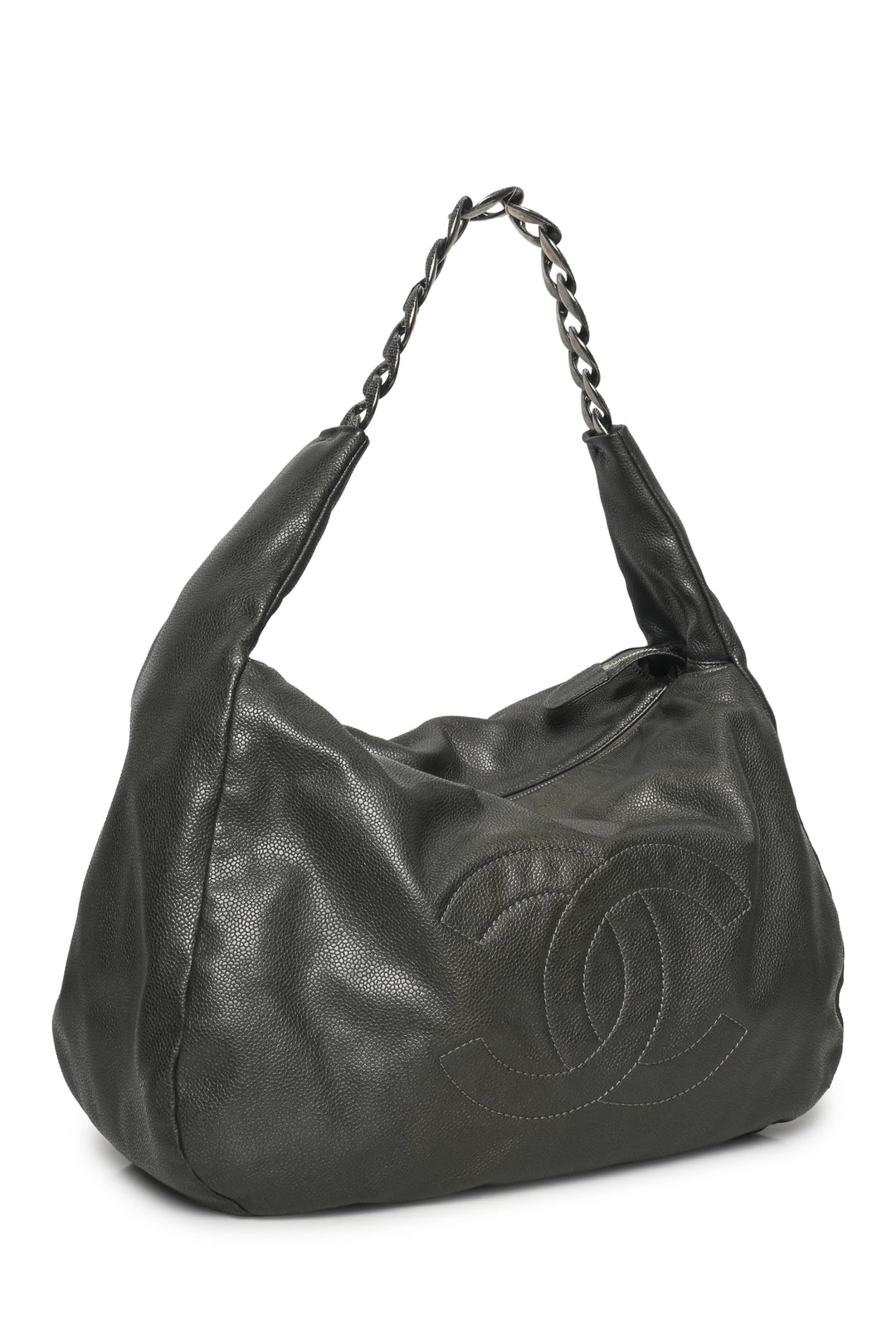 Chanel 2009-2010 Pewter Glazed Caviar Leather 31 Hobo