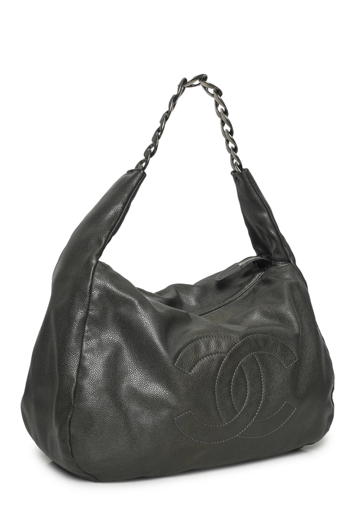 Chanel 2009-2010 Pewter Glazed Caviar Leather 31 Hobo