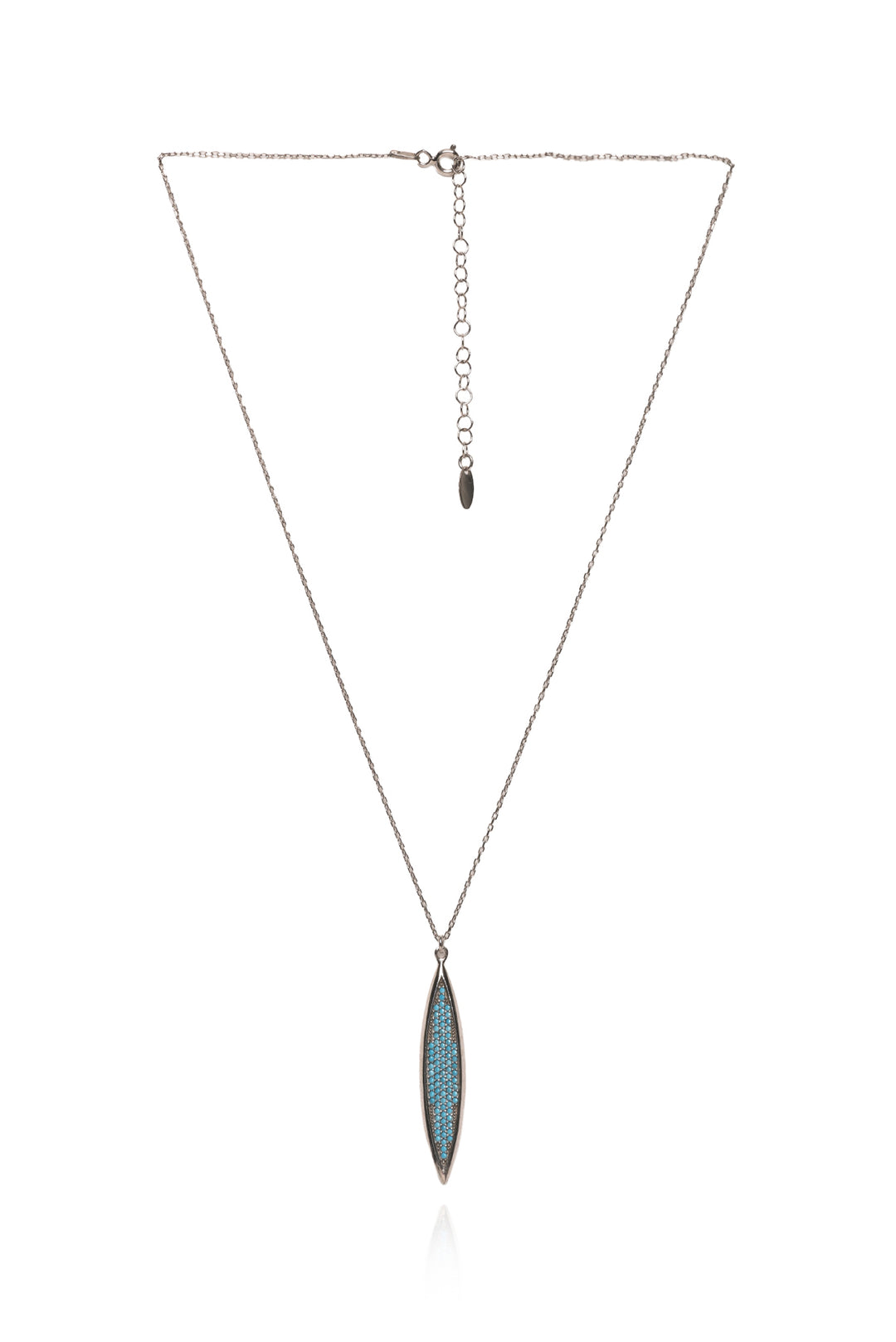 Simply Sublime 18KT Rhodium Plated White Gold Turquoise Eclipse Necklace