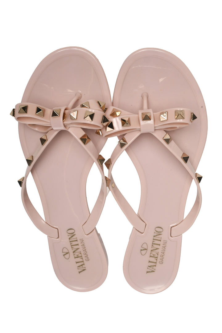 Valentino Size 38 Rockstud Rubber Slipper