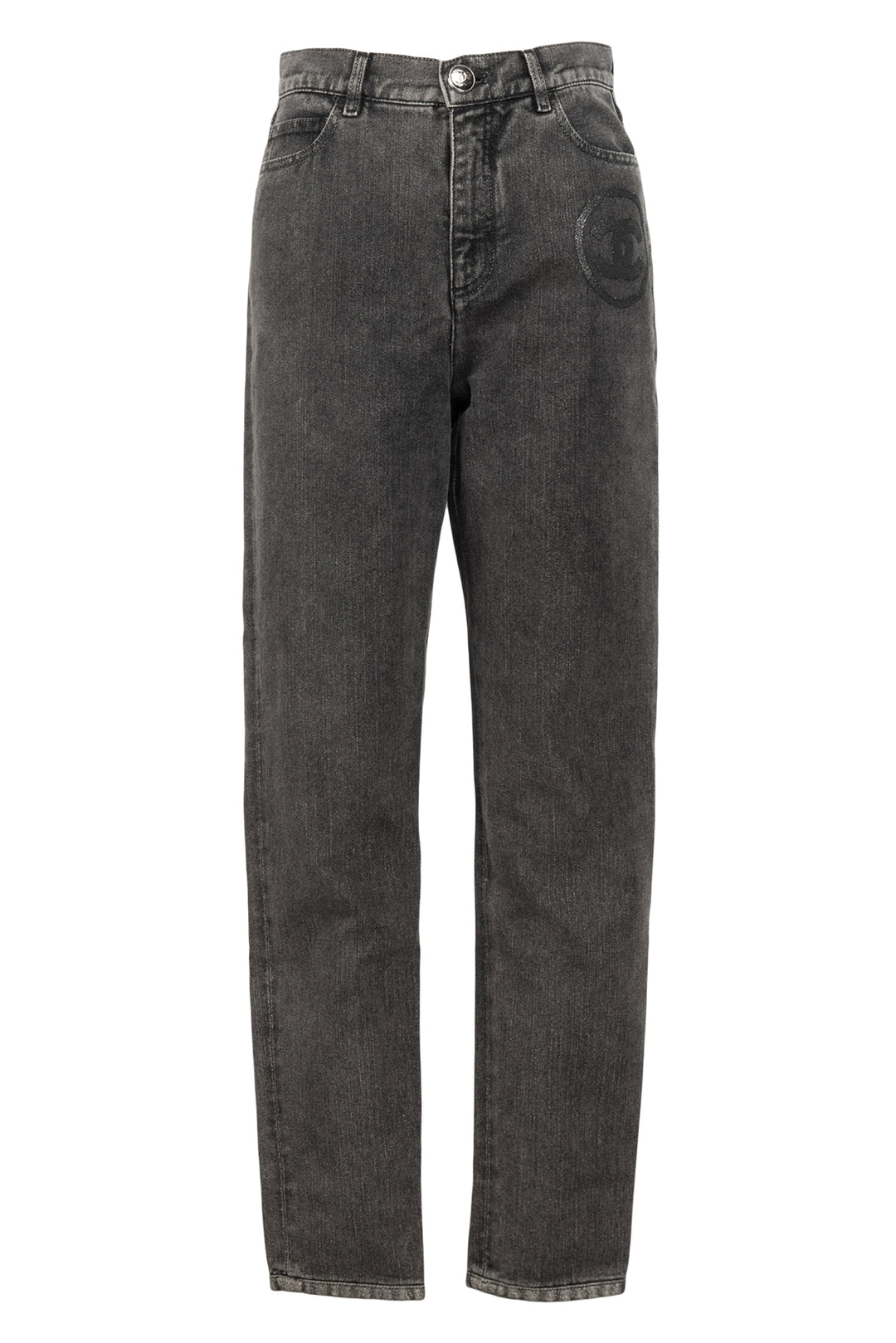 Chanel Size 38 CC Logo Sparkle Denim Jeans