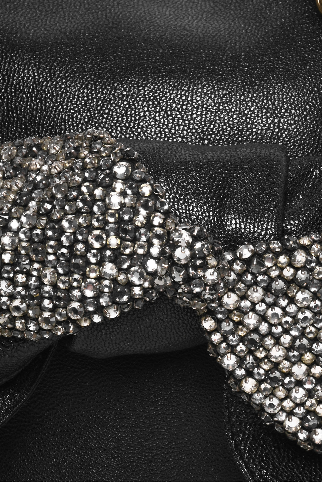 Chloe Vintage Rhinestone Bow Leather Shoulder Bag