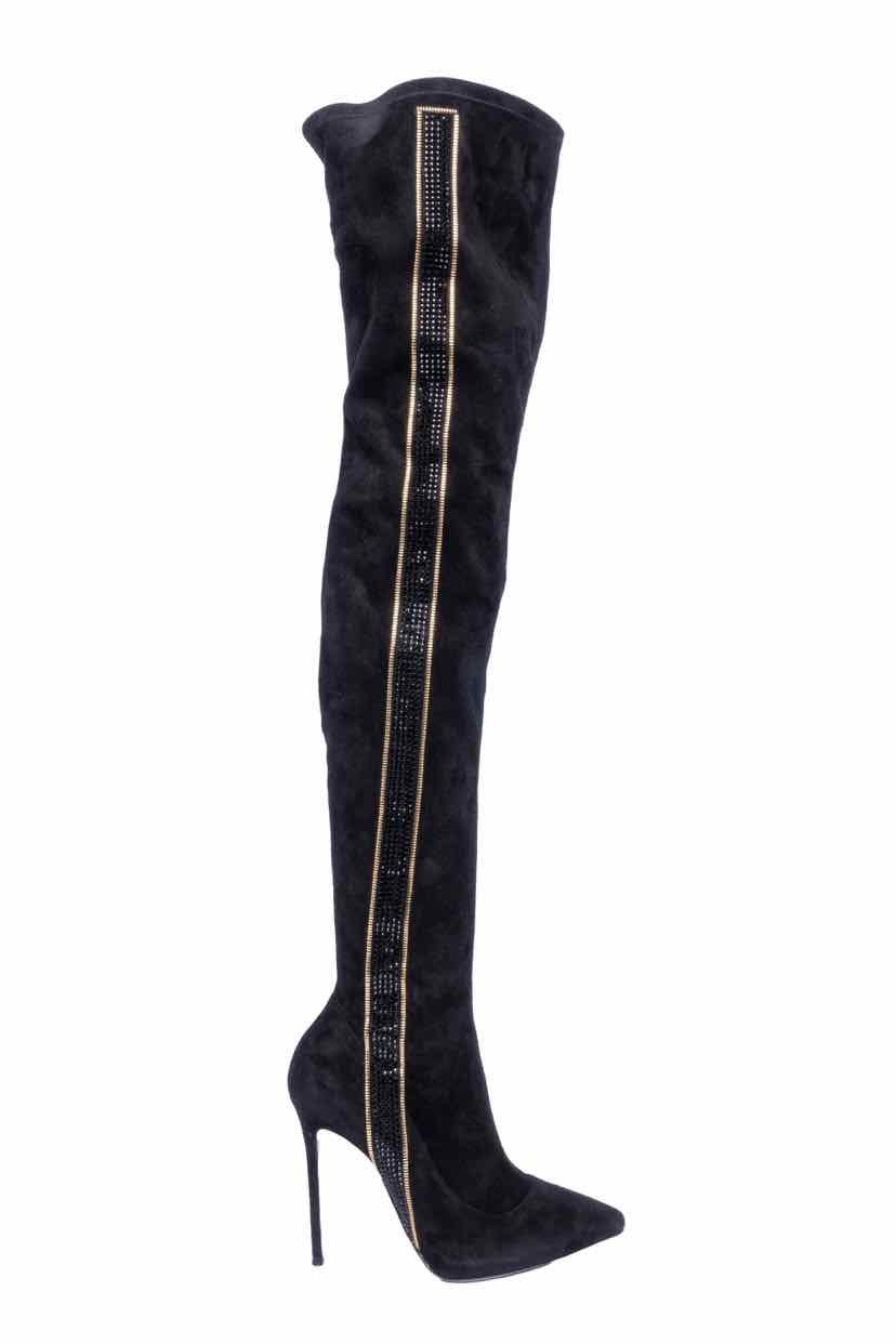 Rene Caovilla Size 36 Crystal Embellished Over-The-Knee Boots