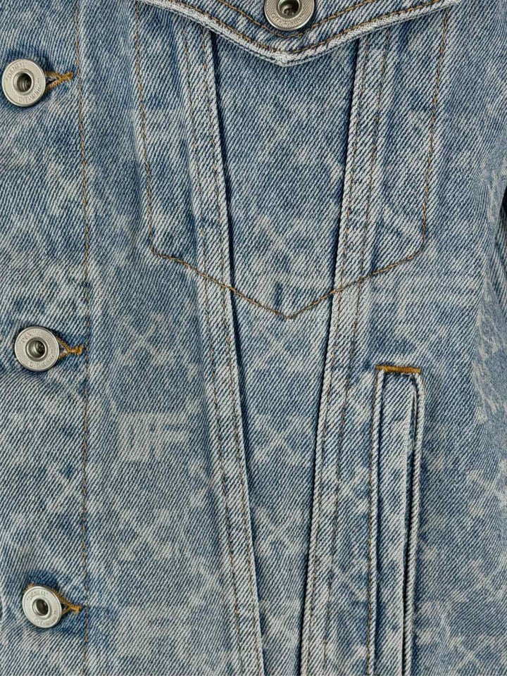 Off White Size 42 All Over X Logo Distressed Denim Jacket