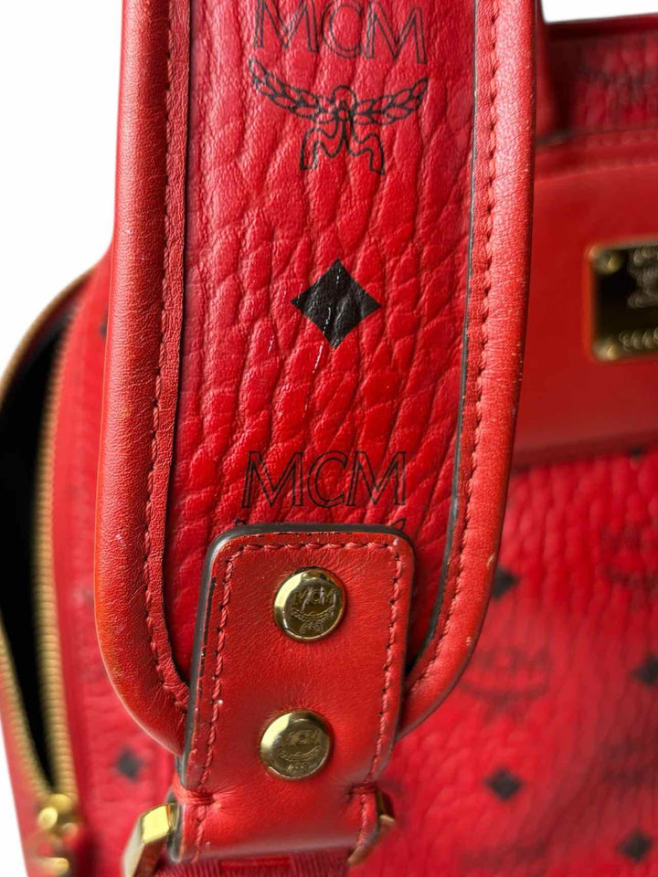 MCM Red Logo Leather BackPack