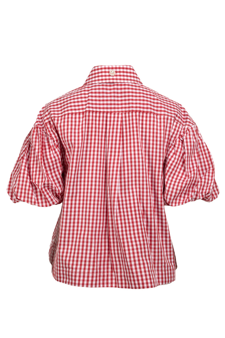 Simone Rocha Size 2 Puff-Sleeve Gingham Shirt
