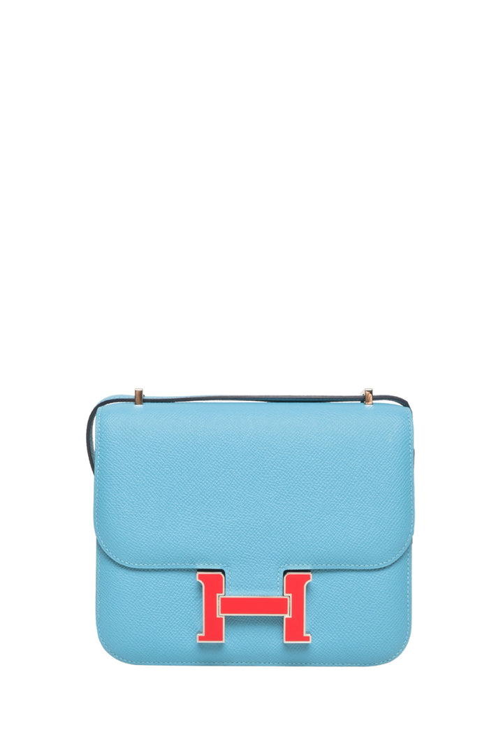 Hermes 2019 2019 Bleu De Nord & Rouge De Coeur Epsom Mini Constance 18 Crossbody