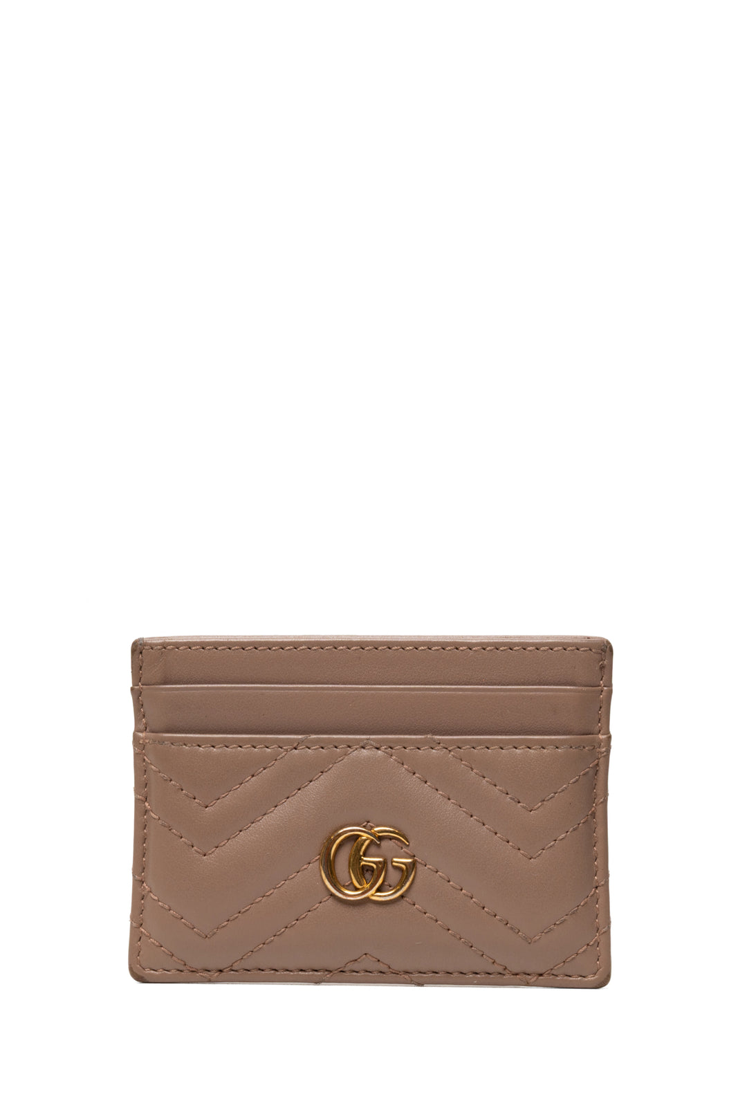 Gucci Chevron Quilted Leather GG Marmont Card Holder Wallet