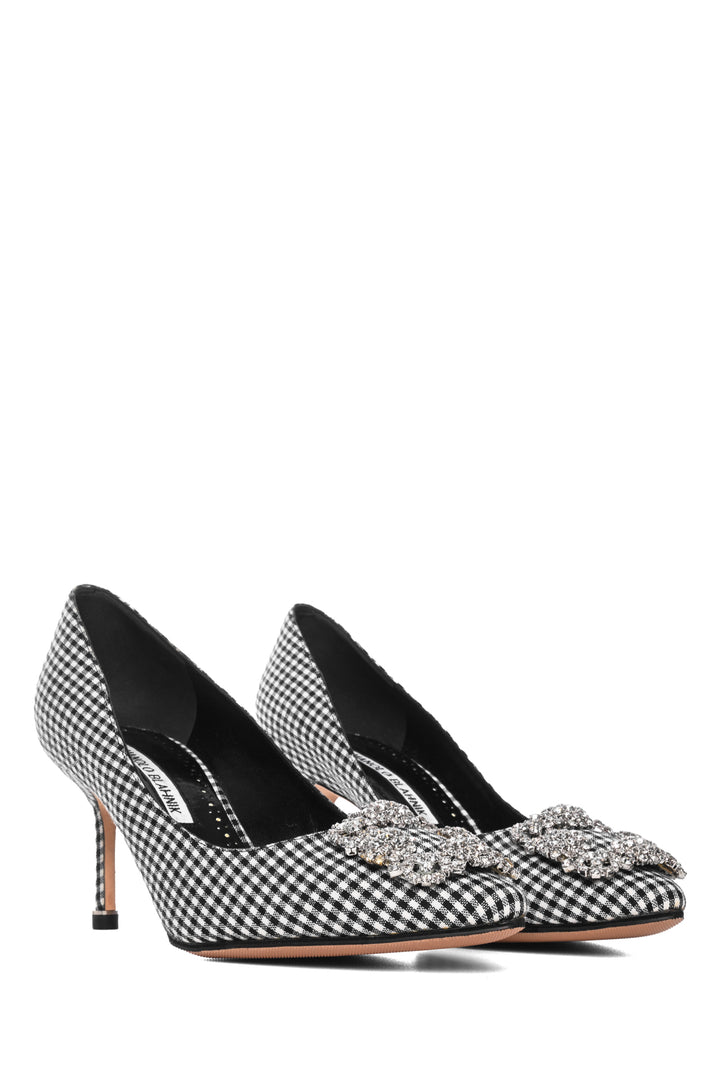 Manolo Blahnik Size 37.5 Hangisi Gingham Pumps