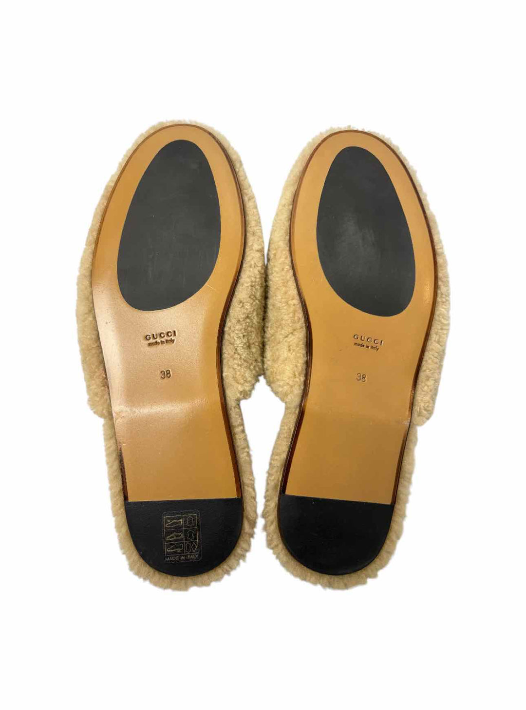 Gucci Size 38 Eileen Shearling GG Logo Slipper Flats