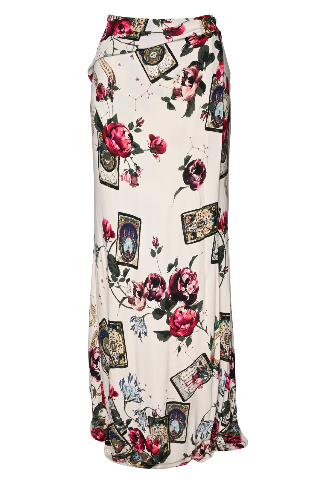 Roberto Cavalli Size 44 Printed Wrap Maxi Skirt