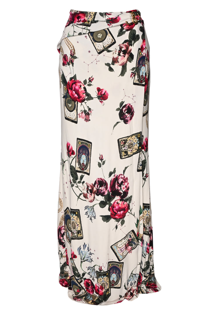 Roberto Cavalli Size 44 Printed Wrap Maxi Skirt