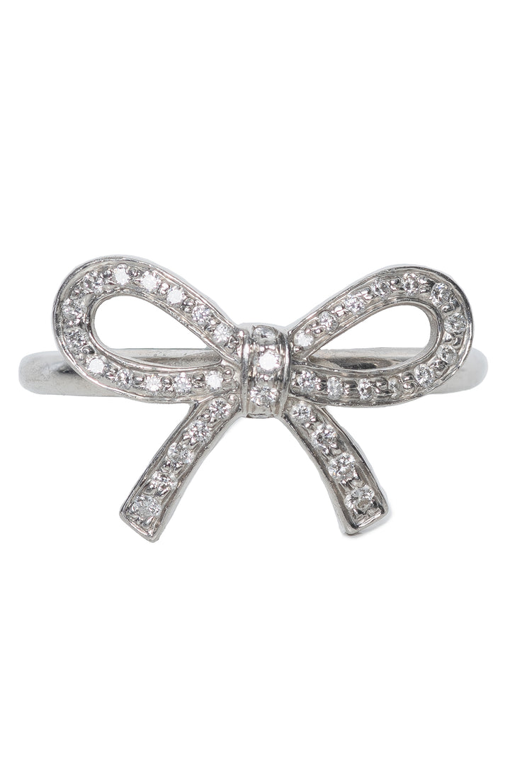 Tiffany Size 5 Platinum & Diamonds Bow Ring