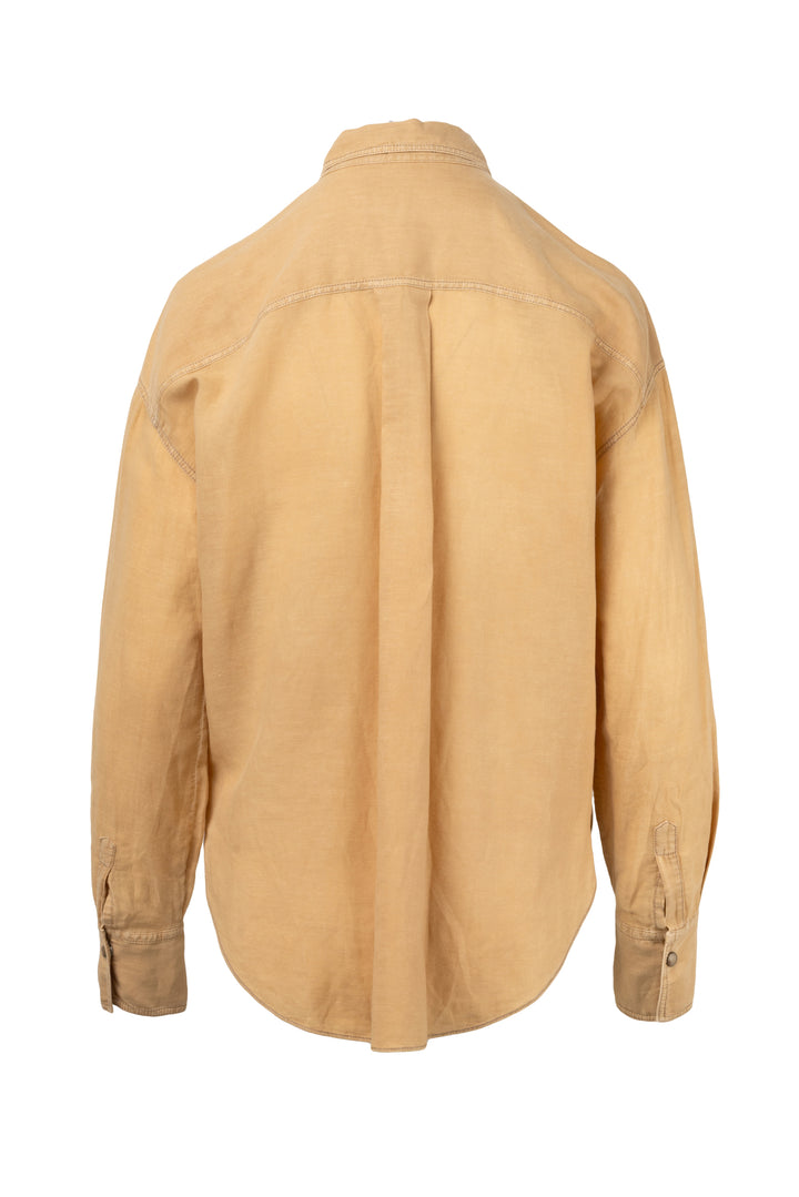 Brunello Cucinelli Size S Linen Blend Snap Front Blouse
