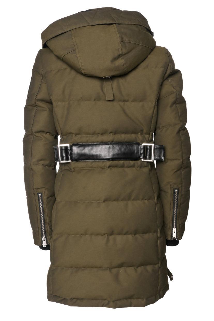 Moose Knuckles Size M Leather Trim Quilted Down Coat