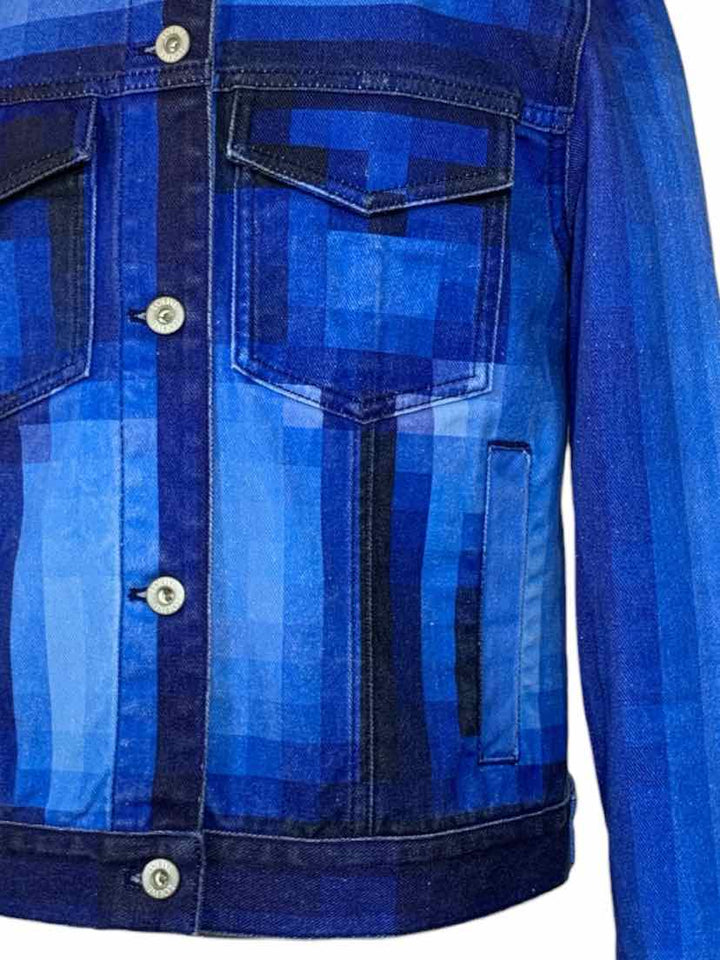 Loewe Size 36 Men's Geometric Paint Print Denim Jacket