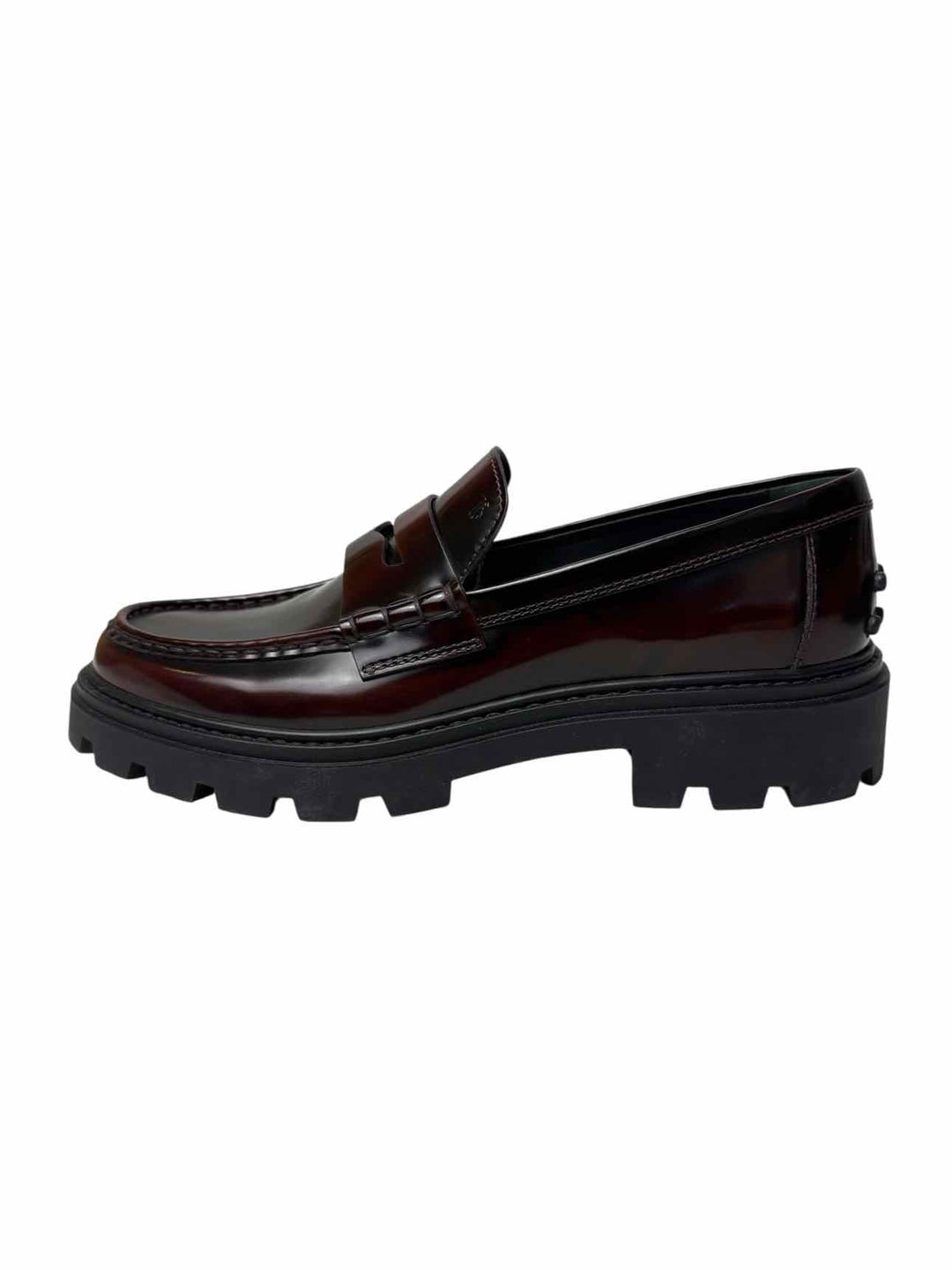 Tod's Gomma Pesante Wine Patent Penny Size 40 Loafers