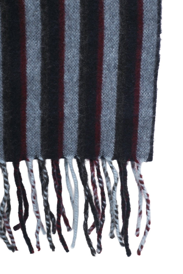 Louis Vuitton Striped Wool & Cashmere Blend Fringe Trim Scarf