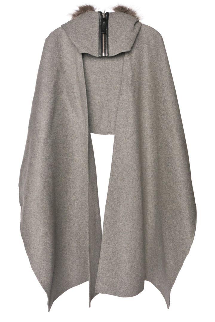 Mackage Size OS Wool & Cashmere Fox Fur Hooded Shawl